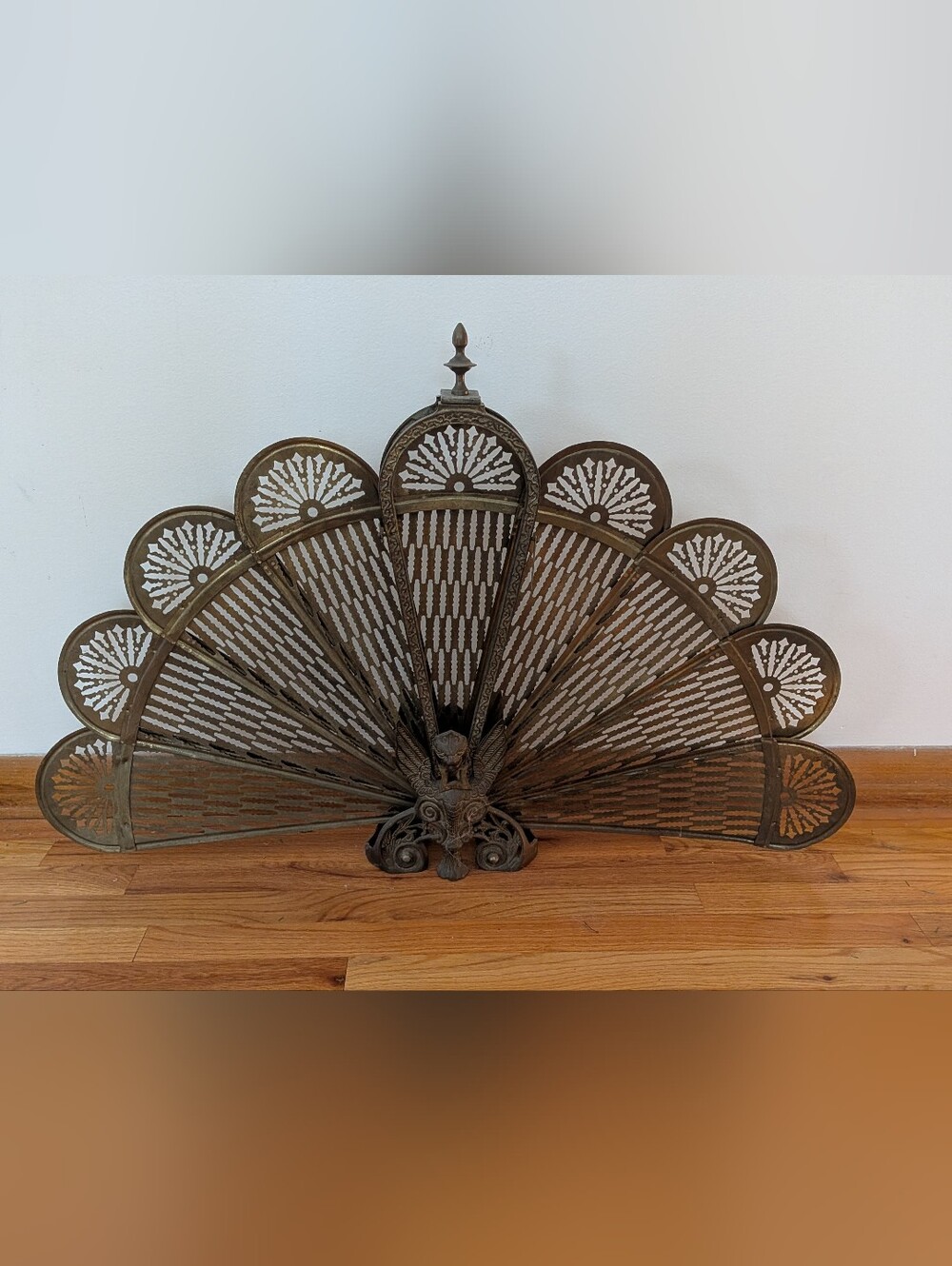 Brass Peacock Fireplace Screen
